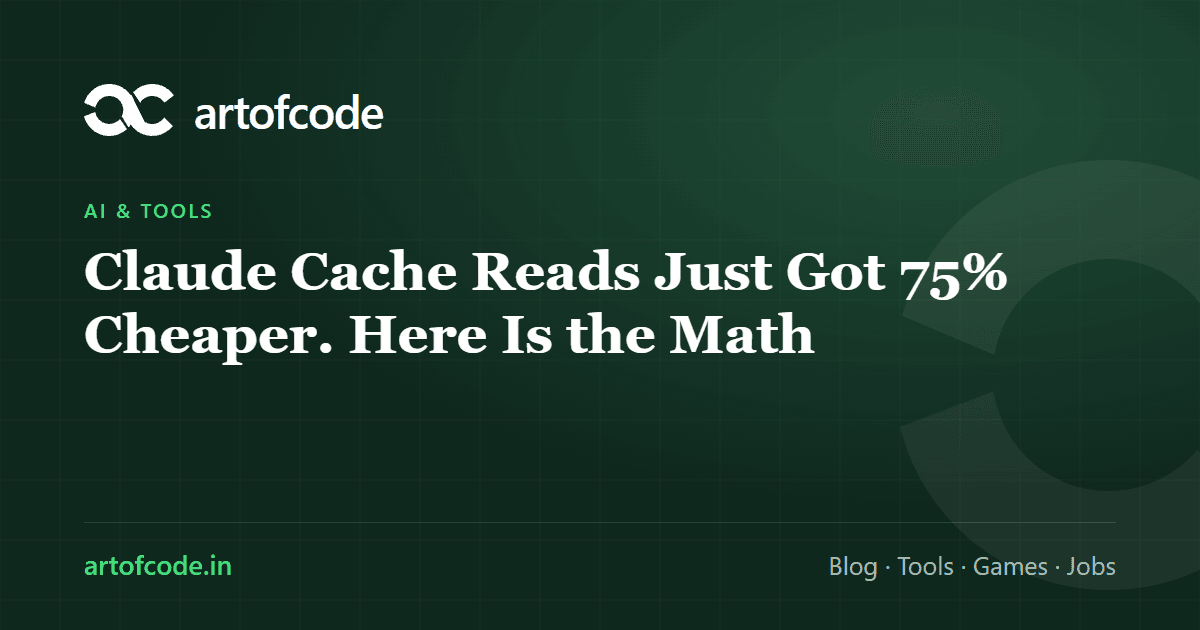 Claude Cache Reads Just Got 75% Cheaper. Here Is the Math